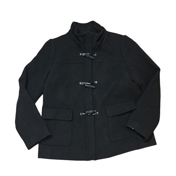 Talbots Petites Fabric made In Italy Black Toggle Peacoat Size 6P Wool Blend - Picture 1 of 10